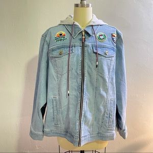 New Tommy Hilfiger Zip Front Patches Jean Jacket